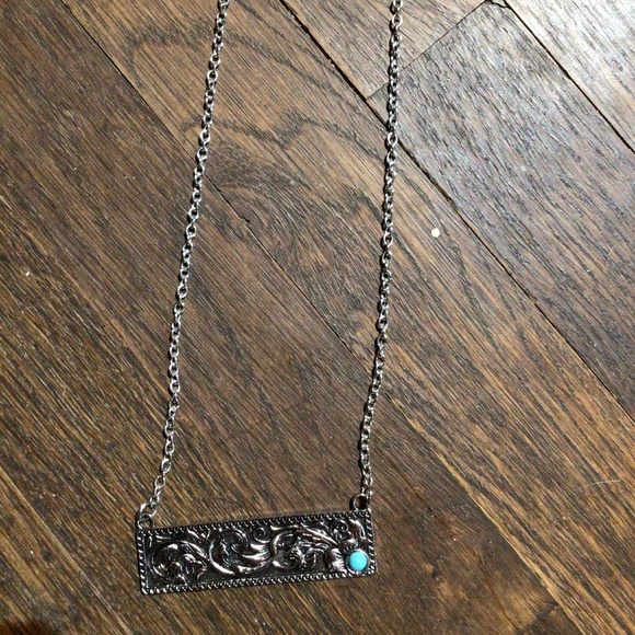 Boho turquoise plate statement necklace - Picture 1 of 3